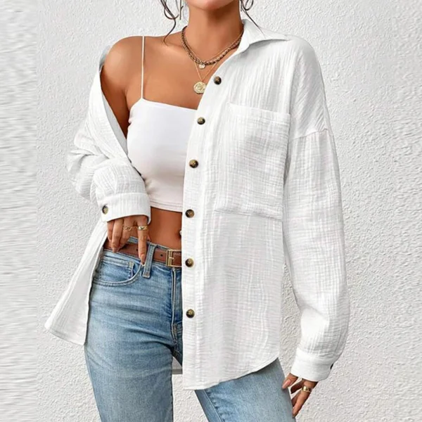 MCAO Cotton Gauze Blouse – Women’s Casual Summer Shirt - Image 4