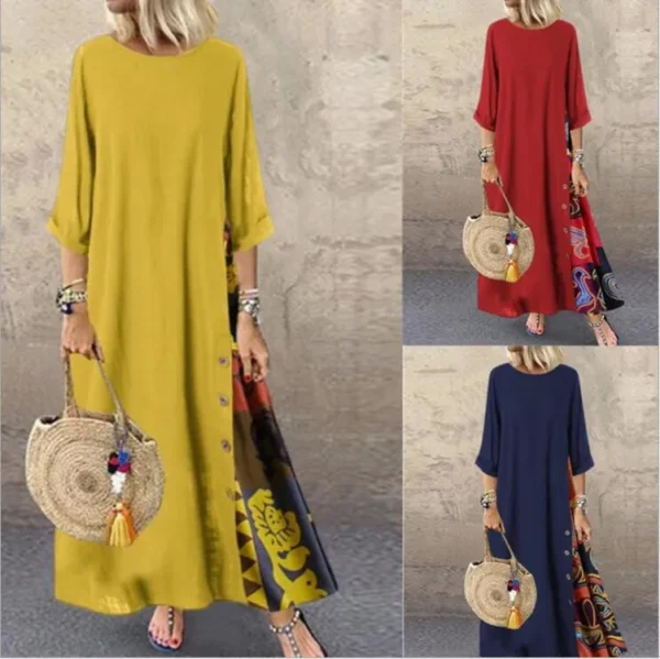 Cotton Linen Vintage Casual Maxi Dress for Women - Image 6