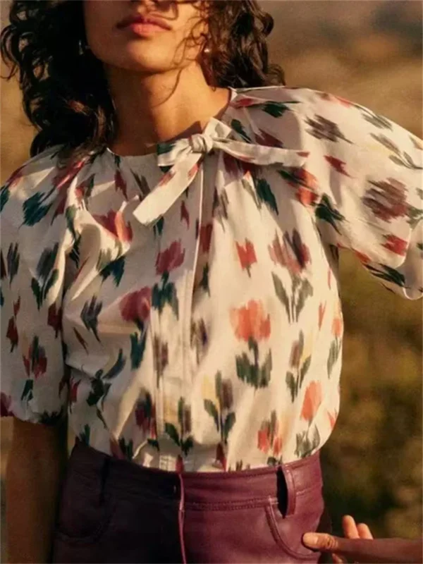 Women’s Color Printed Sleeveless Blouse – High Street Style - Image 3