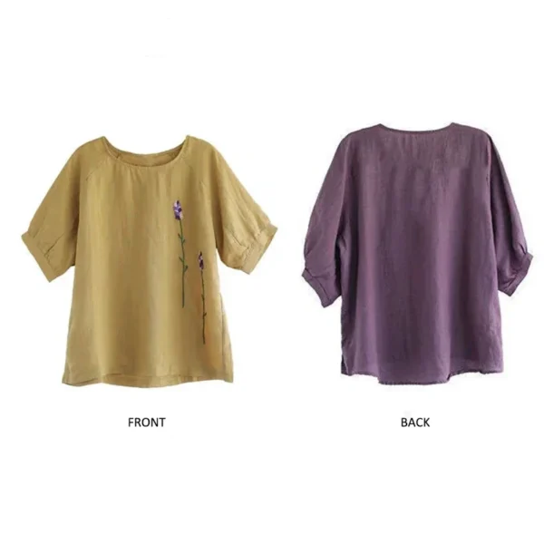 100% Cotton Embroidered Loose Pullover Casual Top – White - Image 5