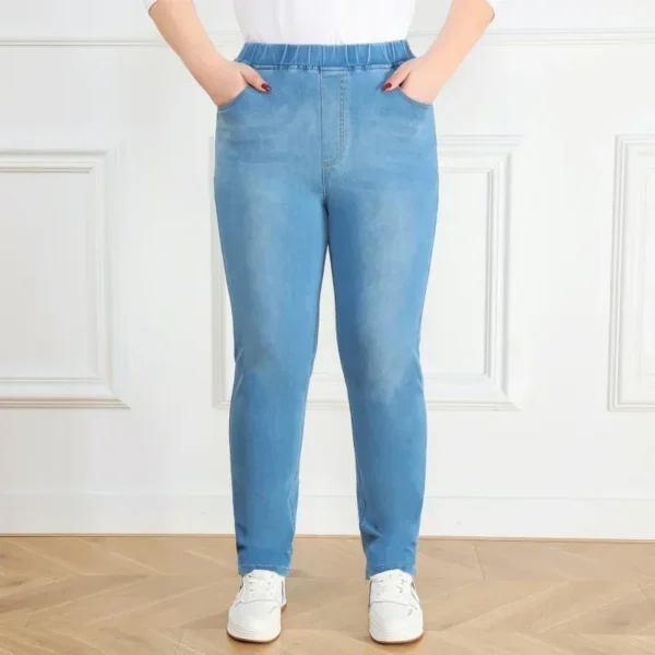 Plus-Size 7XL-9XL Women’s High-Waist Pencil Denim Pants - Image 3