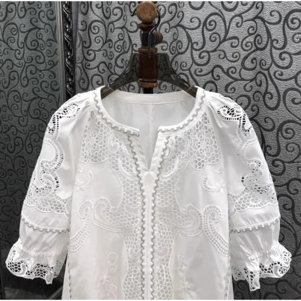 100% Cotton Women’s Blouse – Embroidered Summer Top - Image 3