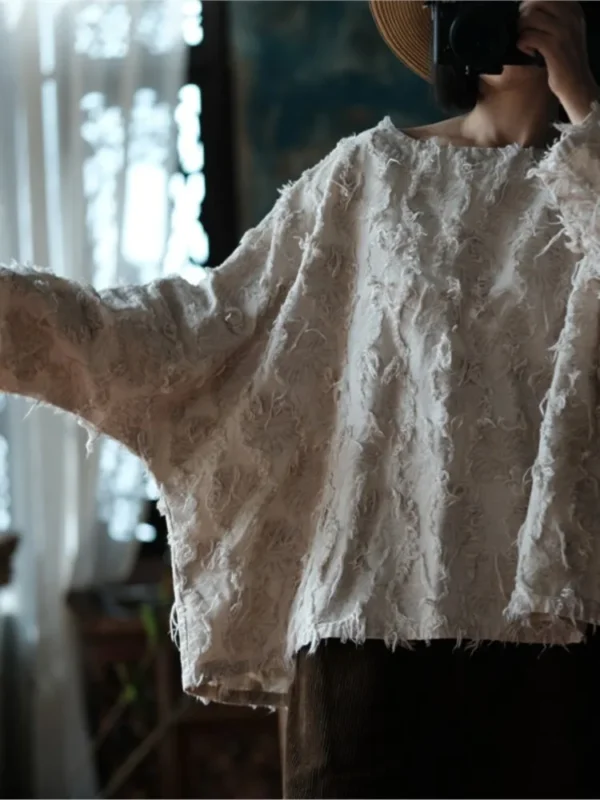 Women’s Vintage Linen-Cotton Blouse – Spring & Autumn - Image 2