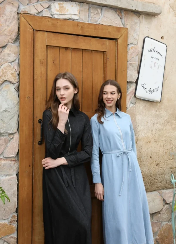 AS 2025 Light Denim Ankle-Length Casual Dress for Women - Image 2