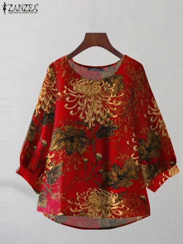 ZANZEA Women 3/4 Sleeve Cotton Blouse – Casual & Office Ready - Image 4