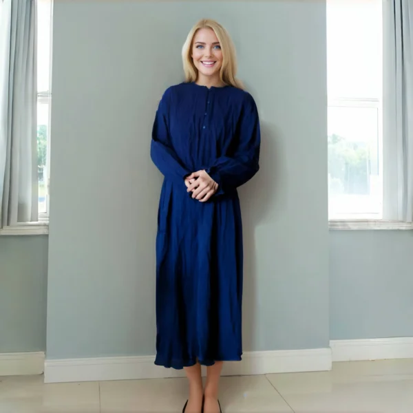 MCAO Cotton Gauze Lantern Sleeve Casual A-Line Dress - Image 4