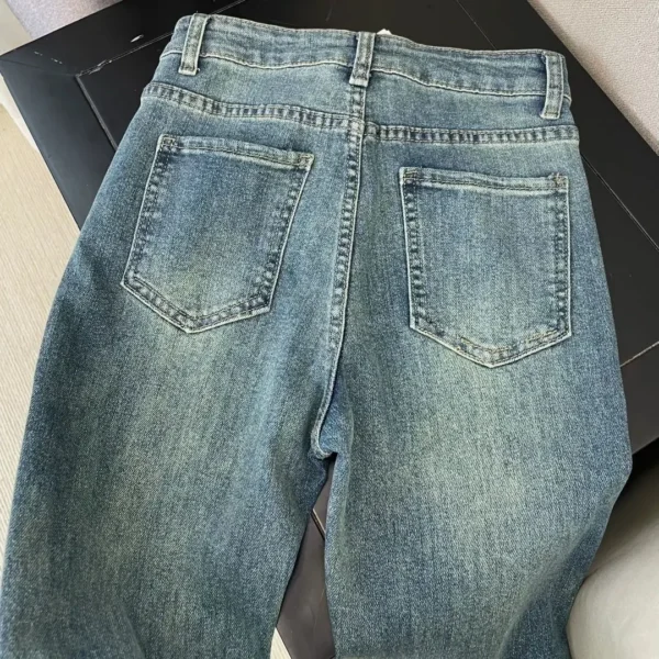 Retro Washed Wide-Leg Denim Pants – Women’s High Waist - Image 2