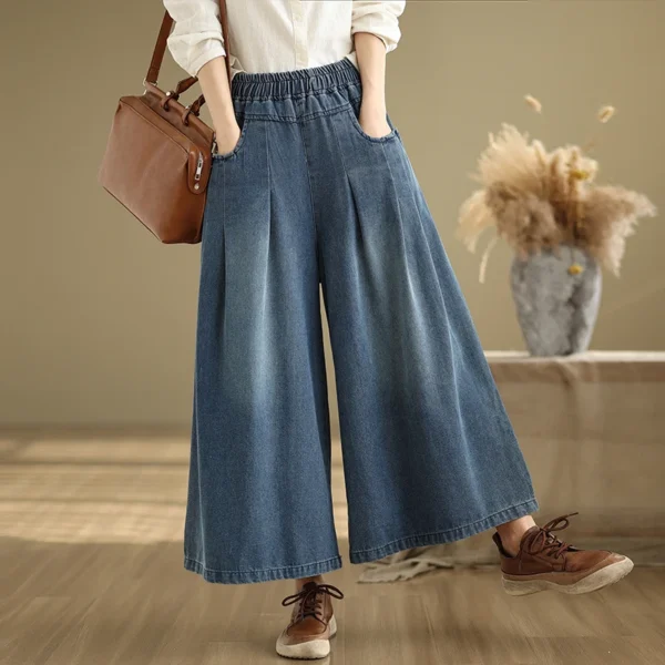 High-Waist Wide-Leg Cotton Jeans for Women | Kovlos - Image 3
