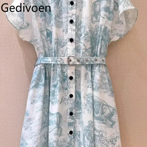 Gedivoen Women’s Summer Cotton Brocade Printed Dress - Image 5