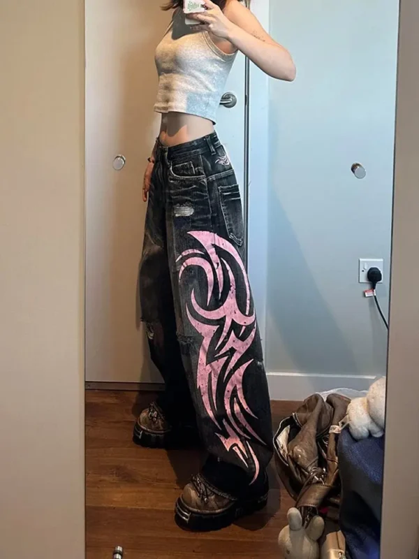 Harajuku 2025 Gothic Loose Jeans with Blade Print | Kovlos - Image 5