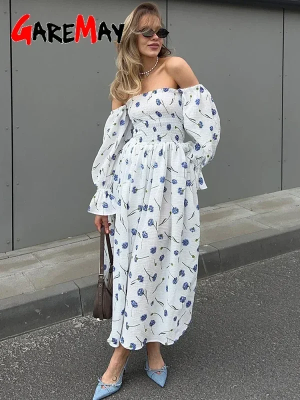 Women’s Summer Cotton Printed Mid-Calf Dress – GareMay - Image 2