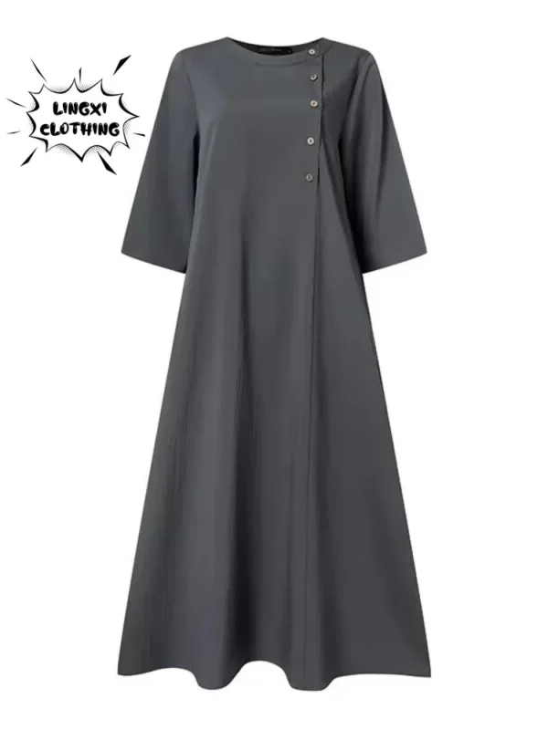 Summer Plus-Size Cotton Linen Dress for Women - Image 6
