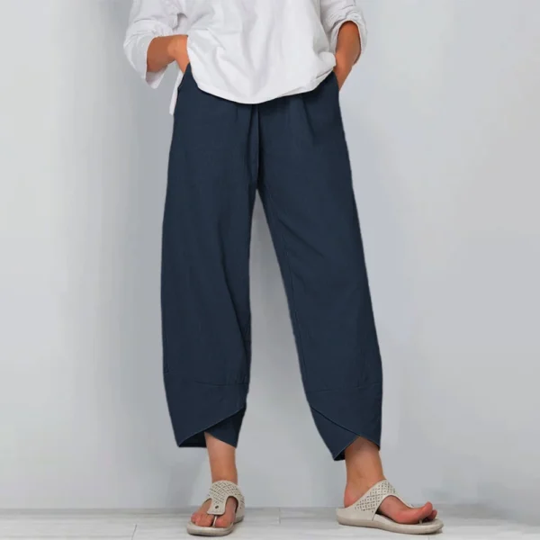 Women’s Cotton Linen Harem Pants with Patchwork | Kovlos - Image 4