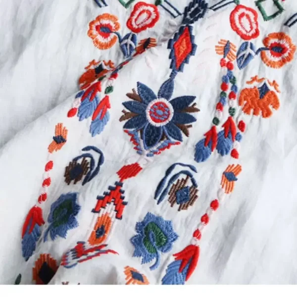 Women’s Cotton Floral Embroidery Pullover Top – Summer - Image 6