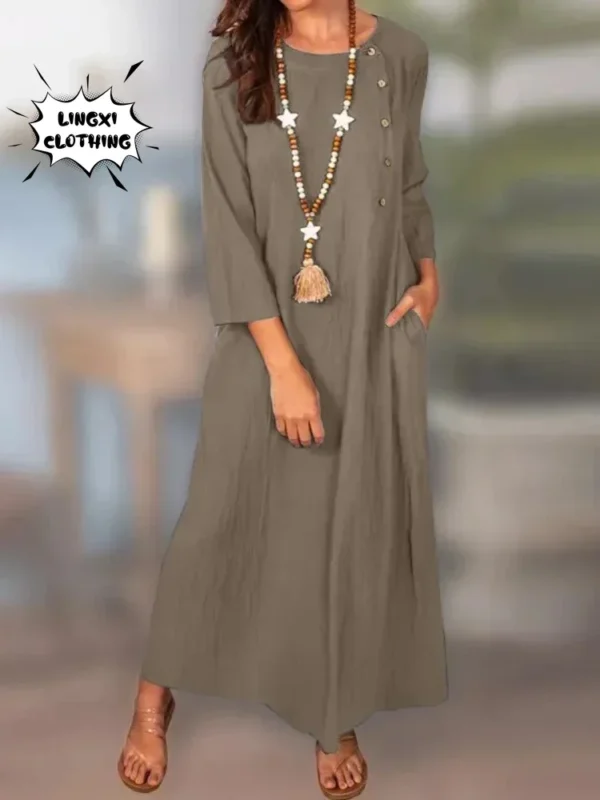 Summer Plus-Size Cotton Linen Dress for Women - Image 2