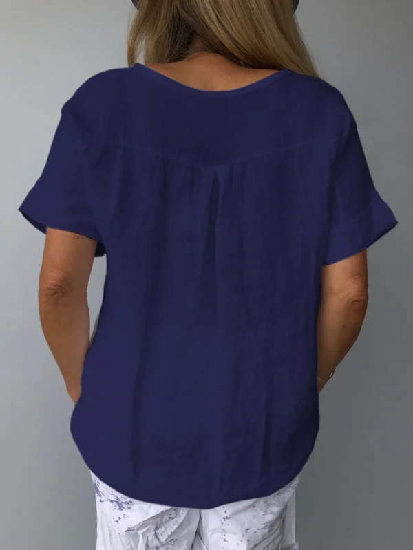 Women’s Casual Cotton Linen Printed Blouse - Image 4
