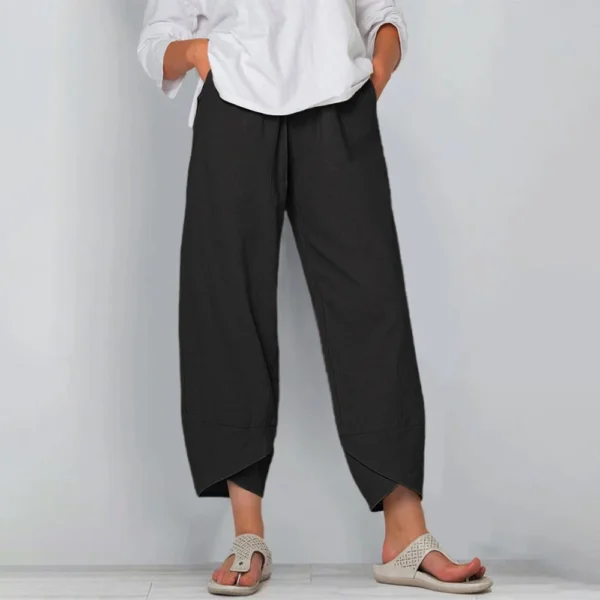 Women’s Cotton Linen Harem Pants with Patchwork | Kovlos - Image 5