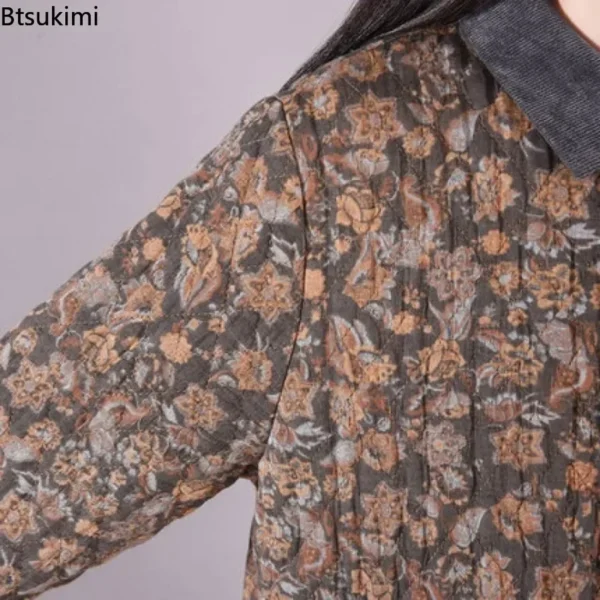 Btsukimi 2025 Autumn Cotton Linen Floral A-Line Dress - Image 5