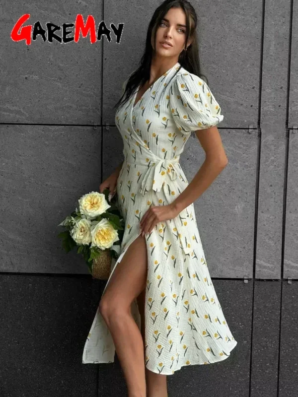 Women’s Summer Linen Cotton Midi Dress – Vintage Fit - Image 6