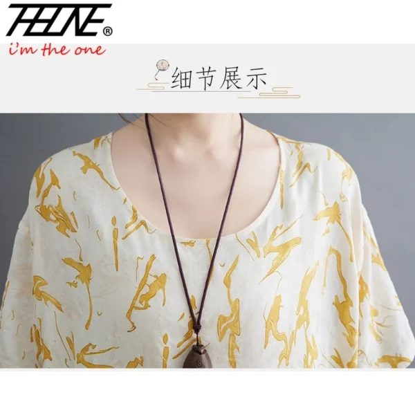 Summer Chic Cotton Linen Mid-Calf Dress for Women - Image 5